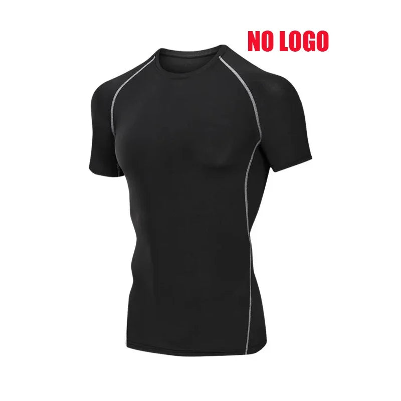Compression Short Sleeve T-Shirt Men's Running Training Sports Wear Breathable Bodybuilding Top Workout Fitness Clothing