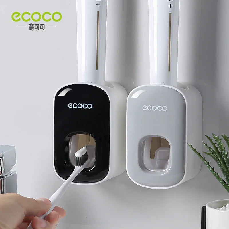 ECOCO Automatic Toothpaste Dispenser & Toothbrush Holder - Wall Mount