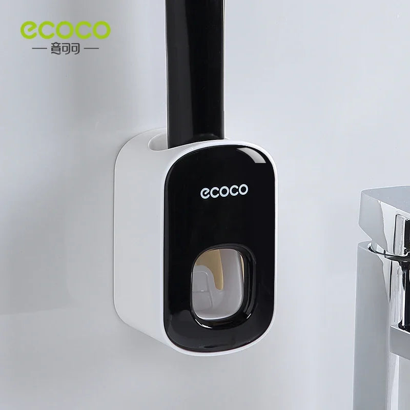 ECOCO Automatic Toothpaste Dispenser & Toothbrush Holder - Wall Mount