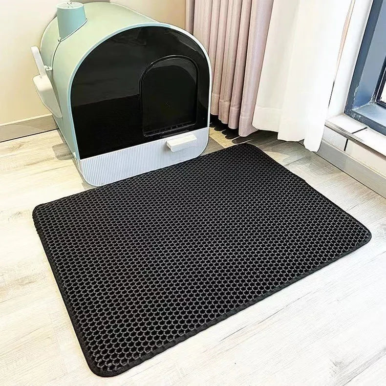 Double Layer Waterproof Cat Litter Mat - Foldable EVA Trapping Carpet