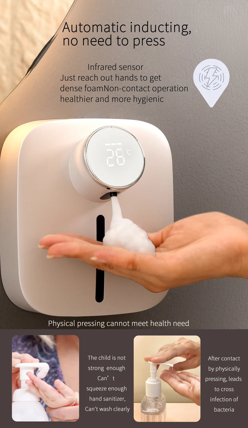 Multifunctional Wall Mounted Automatic Soap Dispenser with Digital Display