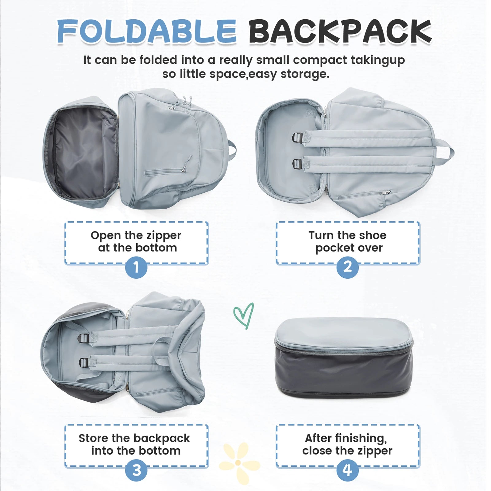 Sports Backpack for Women Men Gym Backpack with Shoe Compartment Foldable Travel Backpack Waterproof Sport Bag for Swimming Yoga