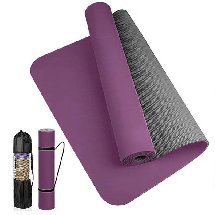 Thick Two-Color Non-Slip TPE Yoga Mat – High-Quality Fitness Mat for Home Use