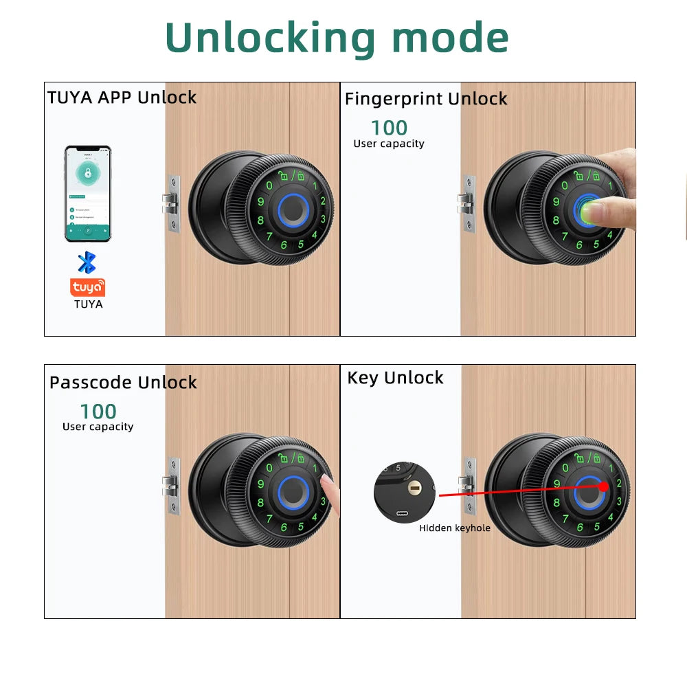 Smart Fingerprint Door Lock with Tuya App Control