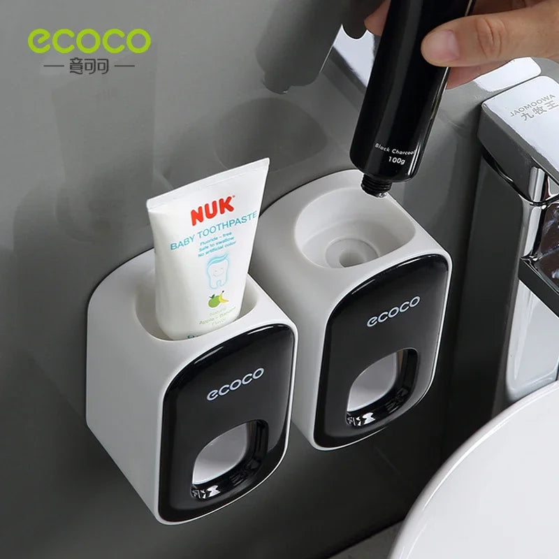 ECOCO Automatic Toothpaste Dispenser & Toothbrush Holder - Wall Mount