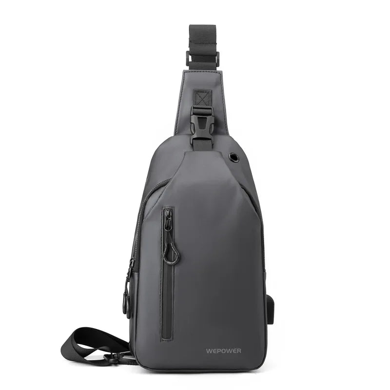 Men’s Waterproof Nylon Crossbody Chest Bag – Casual Anti-Splash Shoulder Sling Backpack