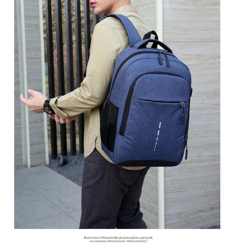 Classic Men Waterproof Backpack USB Charging Casual Travel Backpack Men Large Capacity Travel Laptop Backpack School Bag