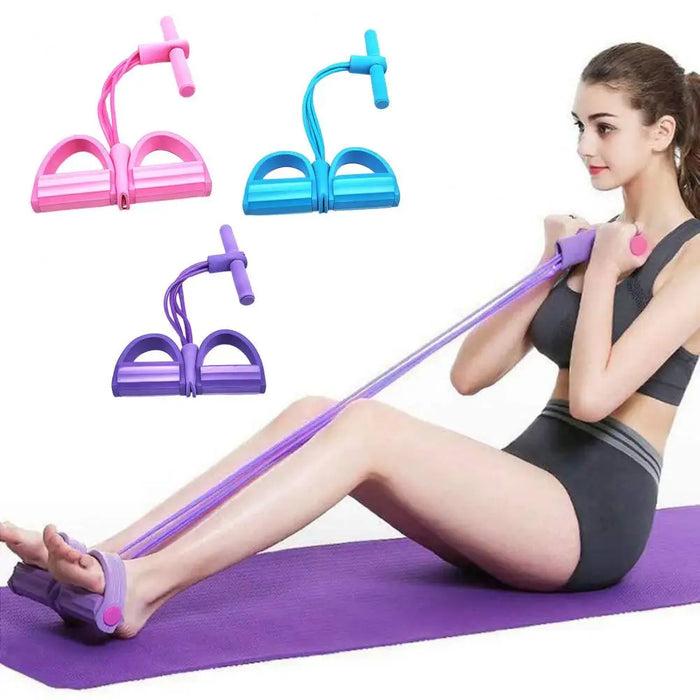 4-Tube Resistance Bands Pedal Exerciser – Elastic Bands for Yoga, Pilates, and Fitness Workouts