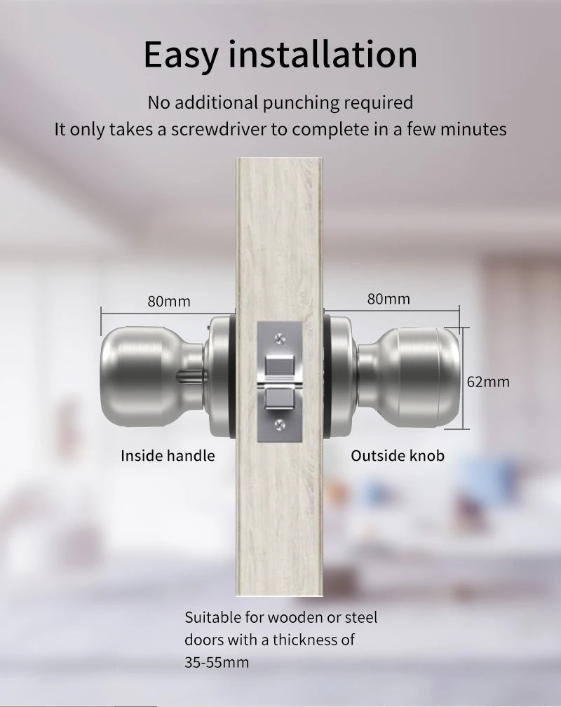 Smart Fingerprint Door Knob with Keypad