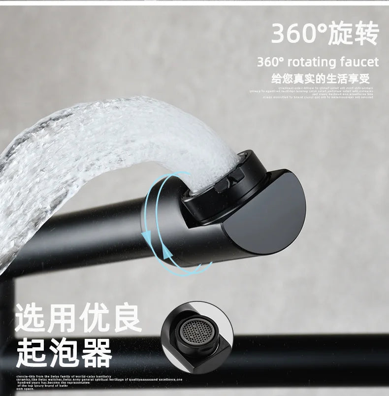 Brass Wall Mount Kitchen Faucet - Single Cold, Rotate & Fold