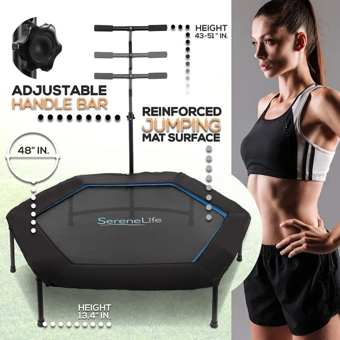 SereneLife 48" Mini Trampoline with Adjustable Handle