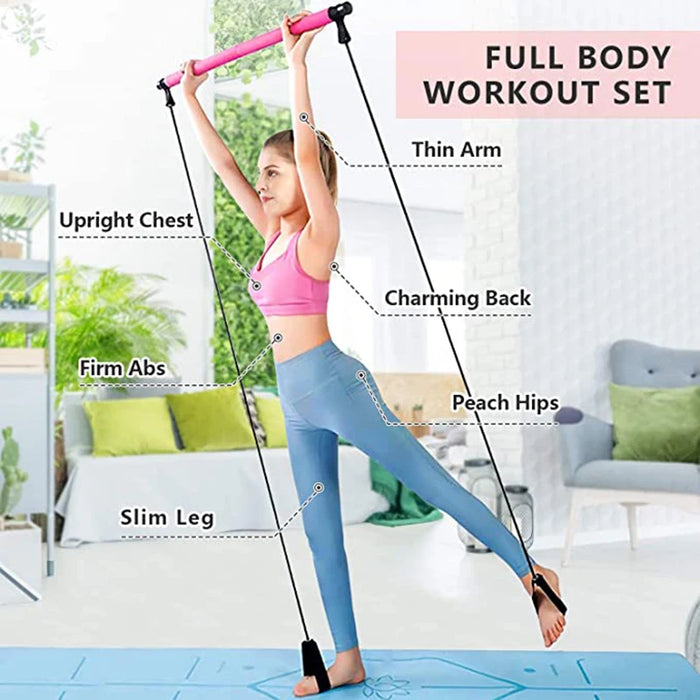 Portable Pilates Bar with Resistance Bands for Home Gym