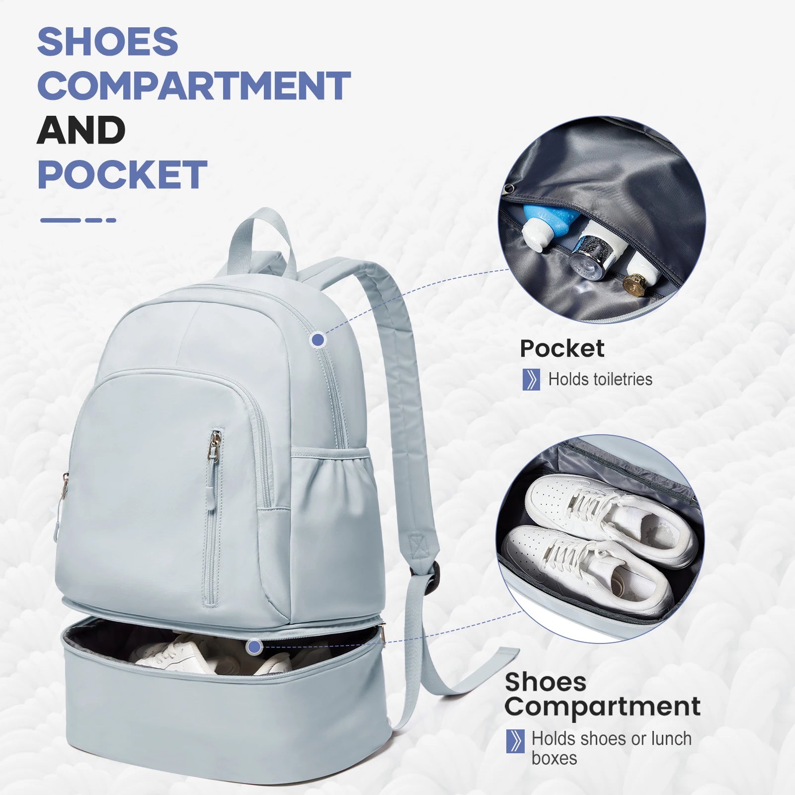 Sports Backpack for Women Men Gym Backpack with Shoe Compartment Foldable Travel Backpack Waterproof Sport Bag for Swimming Yoga