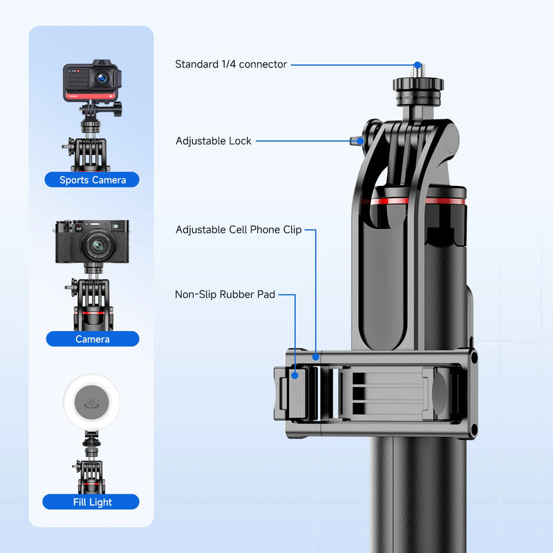 Selfie Stick Tripod with 360° Rotation & Bluetooth