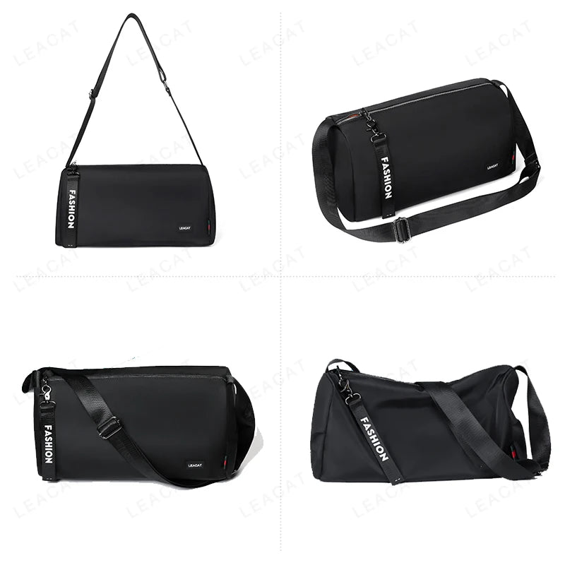 Leacat Men Gym bag Nylon waterproof Sports bag Training Tote bag large capacity Sling bag