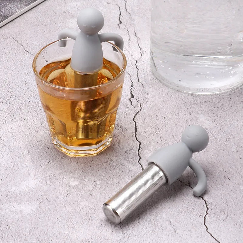 Creative Little Man-Shaped Tea Infuser with Silicone and Stainless Steel