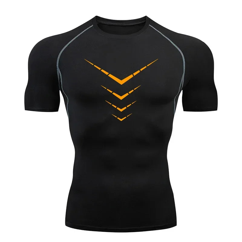 Compression Short Sleeve T-Shirt Men's Running Training Sports Wear Breathable Bodybuilding Top Workout Fitness Clothing
