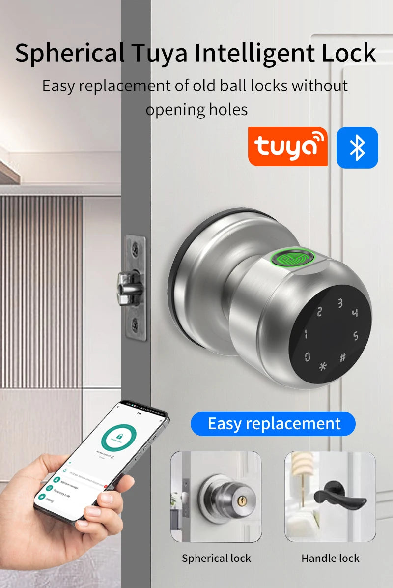 Smart Fingerprint Door Knob with Keypad