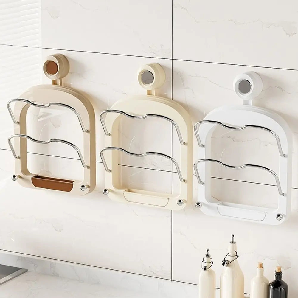 Plastic Suction Cup Pot Lid Rack - Wall Mounted Storage Holder