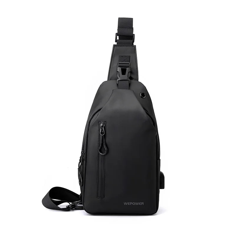 Men’s Waterproof Nylon Crossbody Chest Bag – Casual Anti-Splash Shoulder Sling Backpack