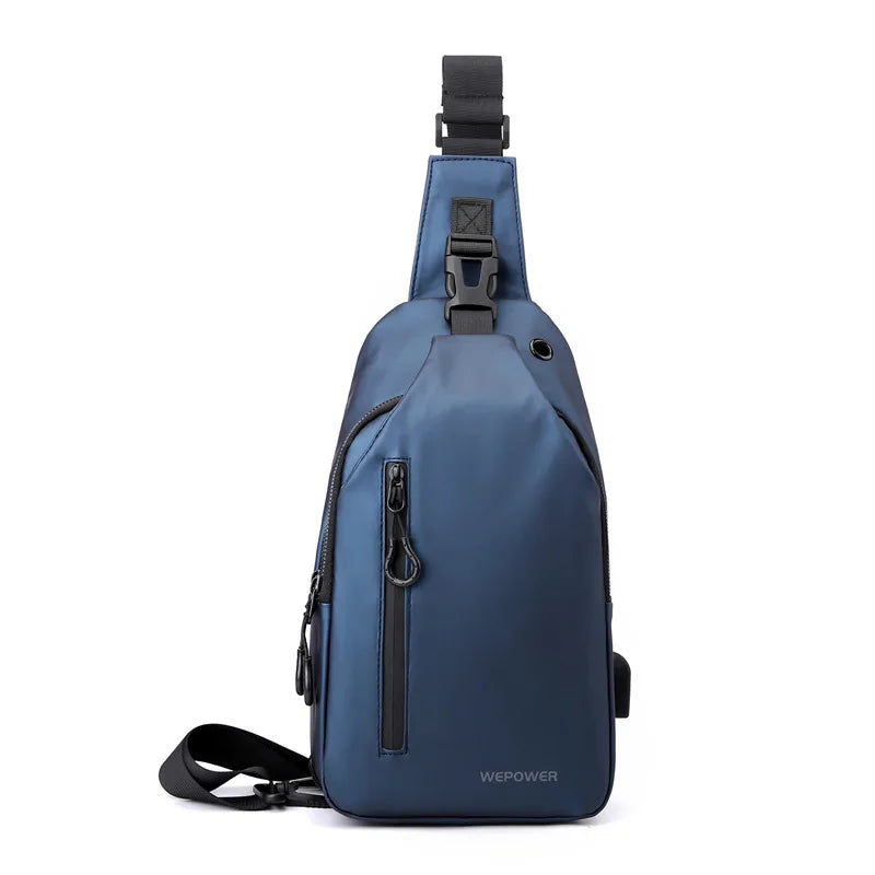 Men’s Waterproof Nylon Crossbody Chest Bag – Casual Anti-Splash Shoulder Sling Backpack