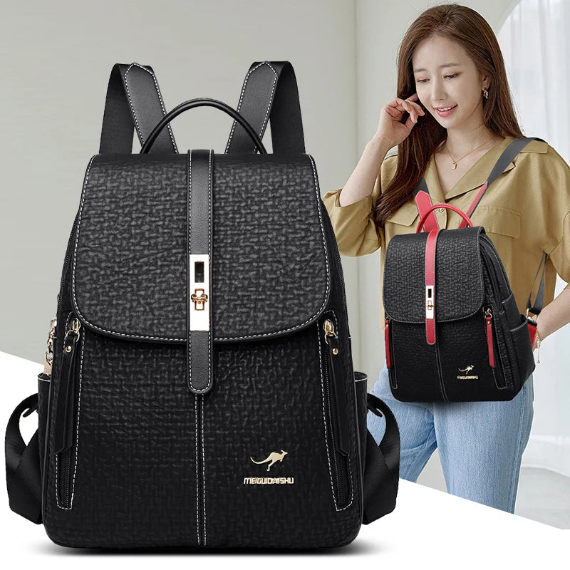 Fashion Backpacks Female High Quality Leather Bagpack for Women Rucksacks Large Capacity School Bag Ladies Travel Bags Mochilas