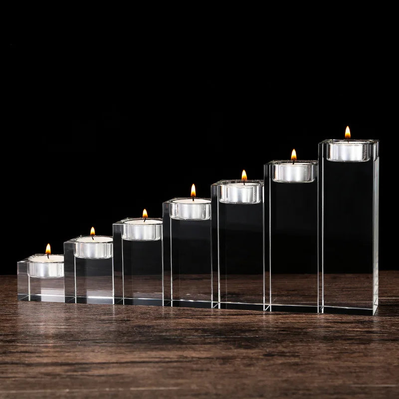 Crystal Glass Candle Holder Set