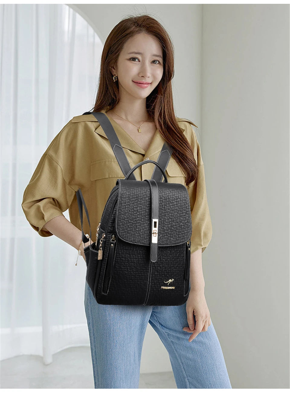 Fashion Backpacks Female High Quality Leather Bagpack for Women Rucksacks Large Capacity School Bag Ladies Travel Bags Mochilas