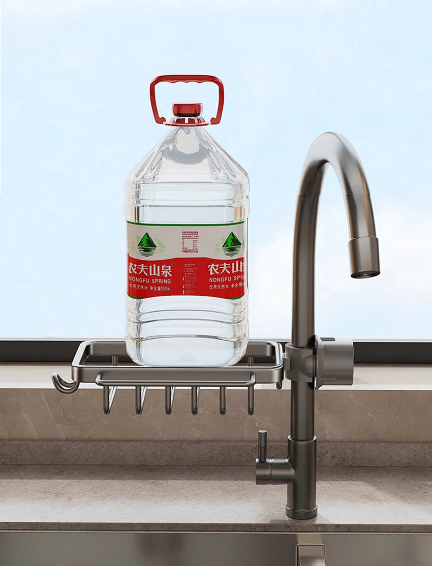 Rust-Proof Kitchen Faucet Drainer Rack & Soap Organizer