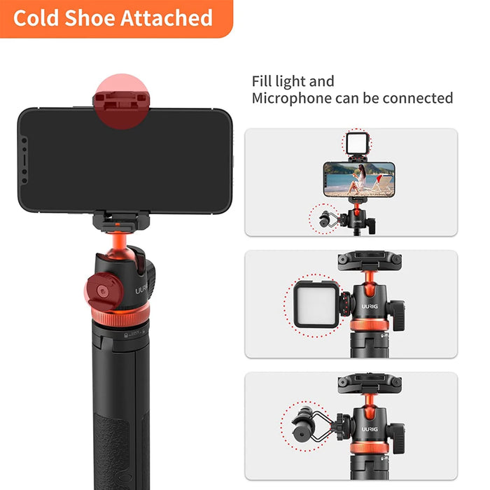 UURIG TP-02 Extendable Selfie Stick Tripod with 360° Ballhead