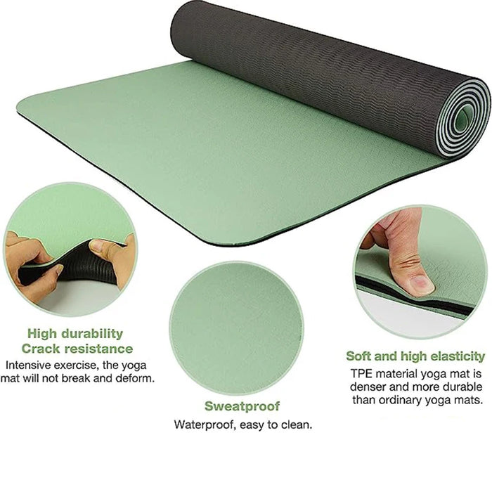 Thick Two-Color Non-Slip TPE Yoga Mat – High-Quality Fitness Mat for Home Use