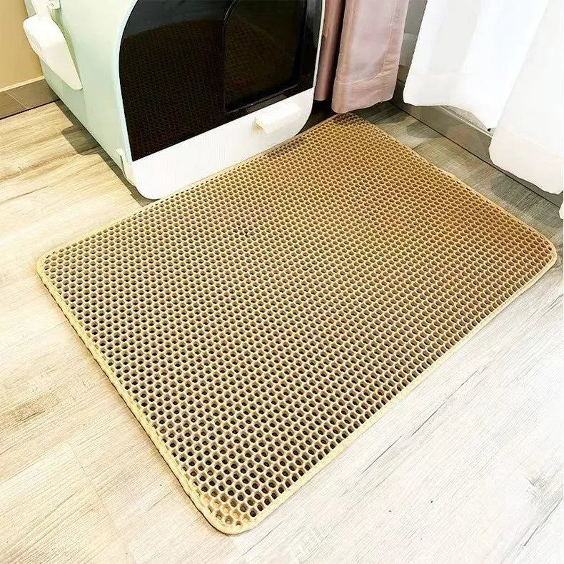 Double Layer Waterproof Cat Litter Mat - Foldable EVA Trapping Carpet