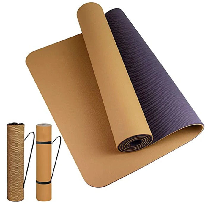 Thick Two-Color Non-Slip TPE Yoga Mat – High-Quality Fitness Mat for Home Use