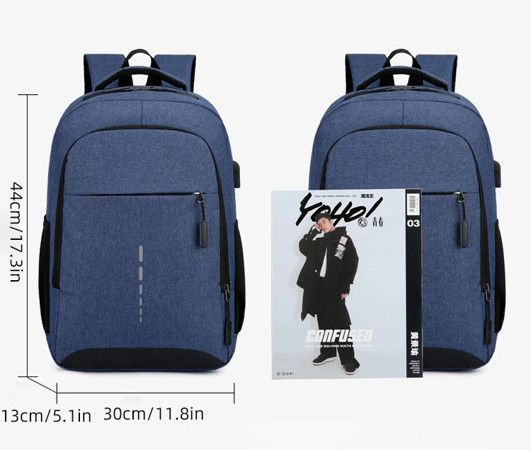 Classic Men Waterproof Backpack USB Charging Casual Travel Backpack Men Large Capacity Travel Laptop Backpack School Bag