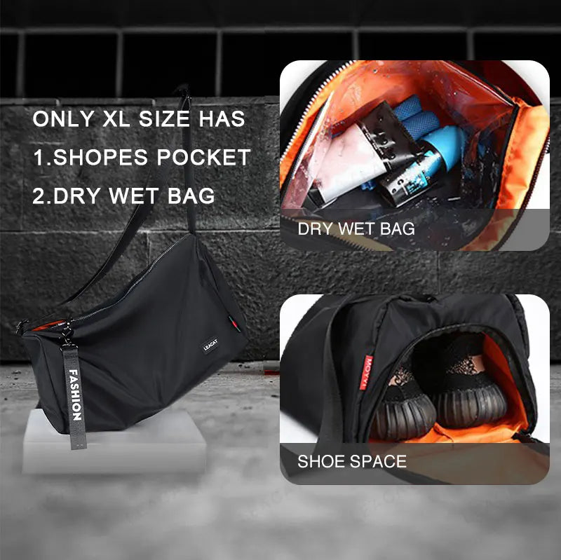 Leacat Men Gym bag Nylon waterproof Sports bag Training Tote bag large capacity Sling bag
