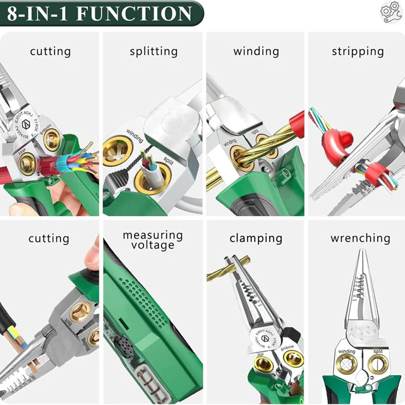 8-in-1 Multifunctional Wire Stripper and Cutter Tool