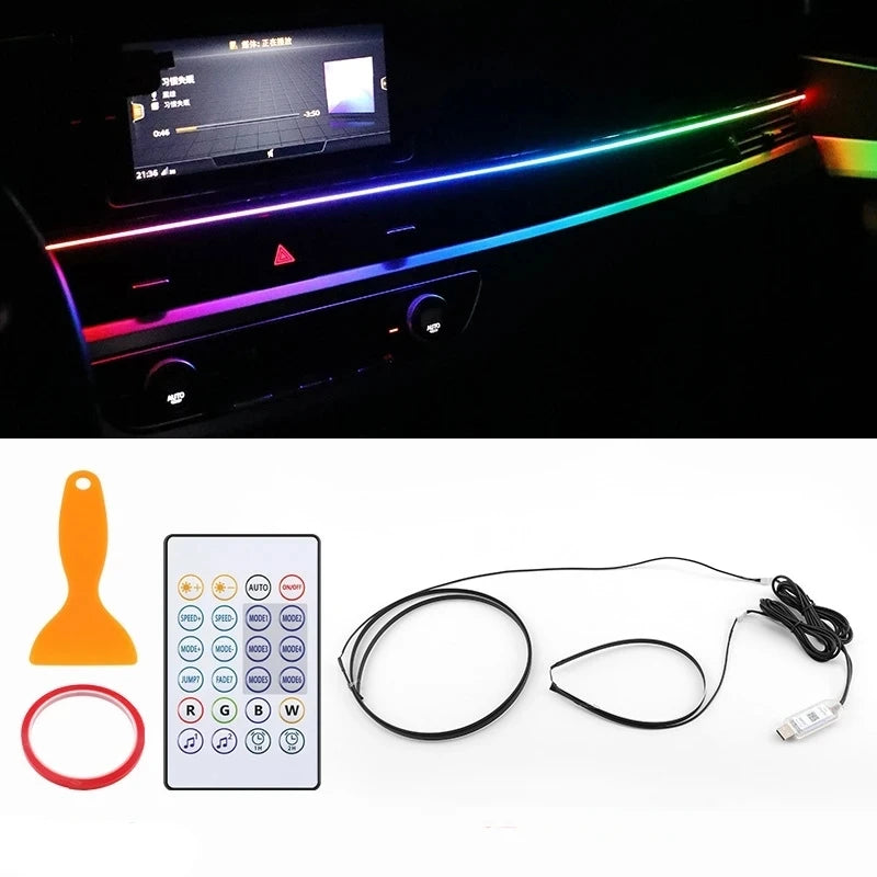 Colorful LED Car Interior Ambient Light - USB Powered with Remote Control