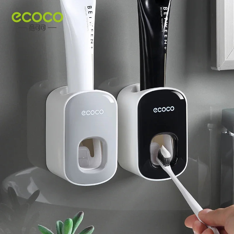 ECOCO Automatic Toothpaste Dispenser & Toothbrush Holder - Wall Mount