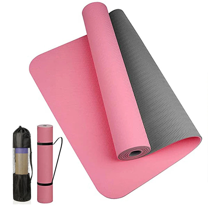 Thick Two-Color Non-Slip TPE Yoga Mat – High-Quality Fitness Mat for Home Use