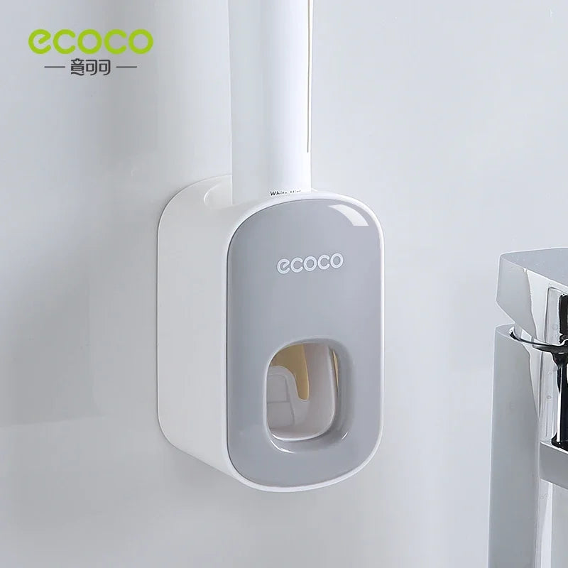 ECOCO Automatic Toothpaste Dispenser & Toothbrush Holder - Wall Mount