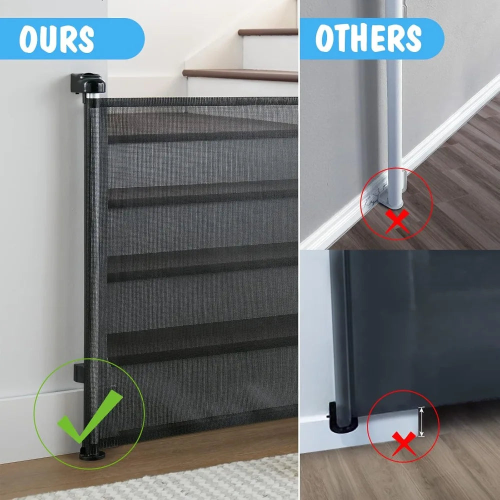 Retractable Baby Gate – Mesh Pet Gate for Stairs and Doorways