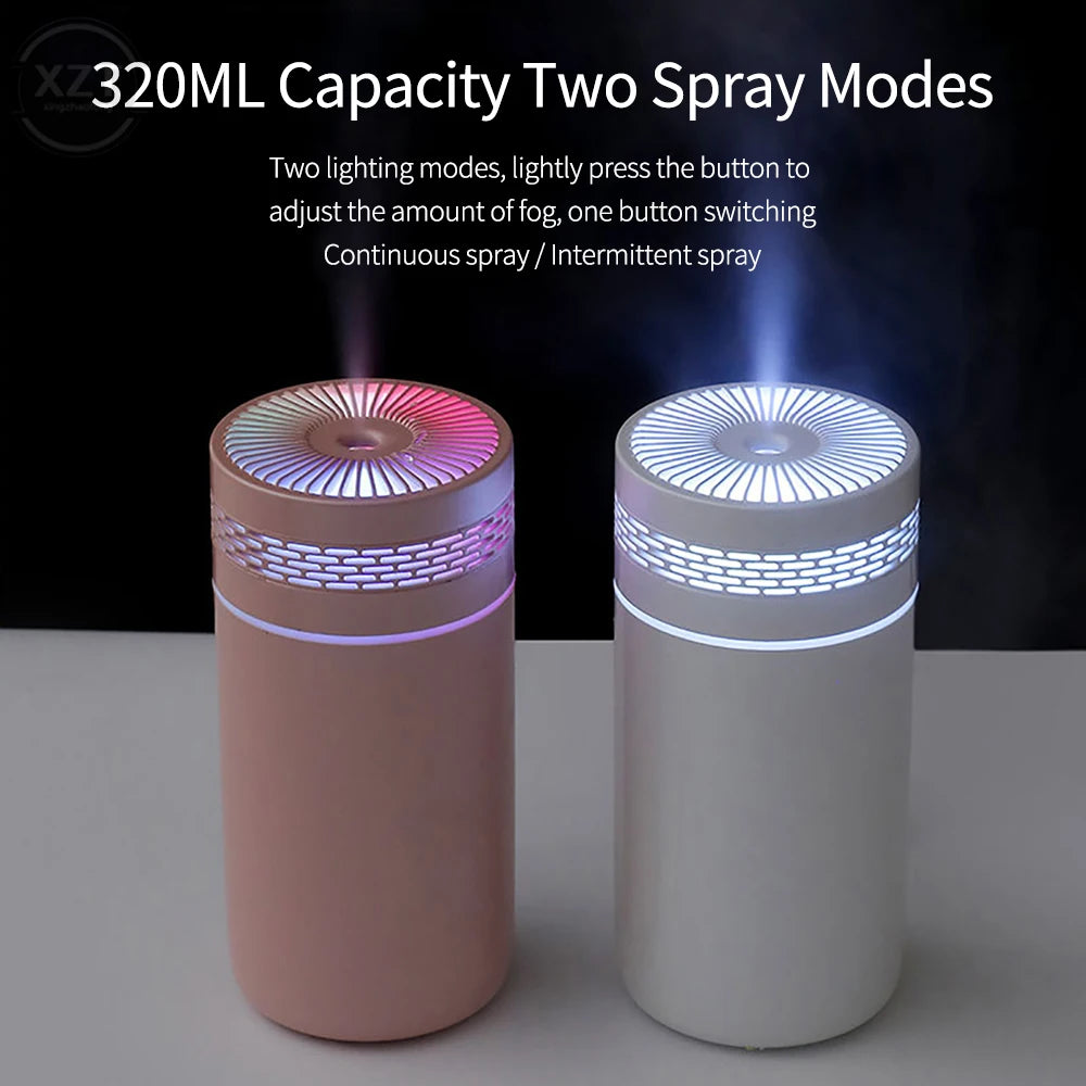 Colorful Mini Air Humidifier with LED Light - 320ML