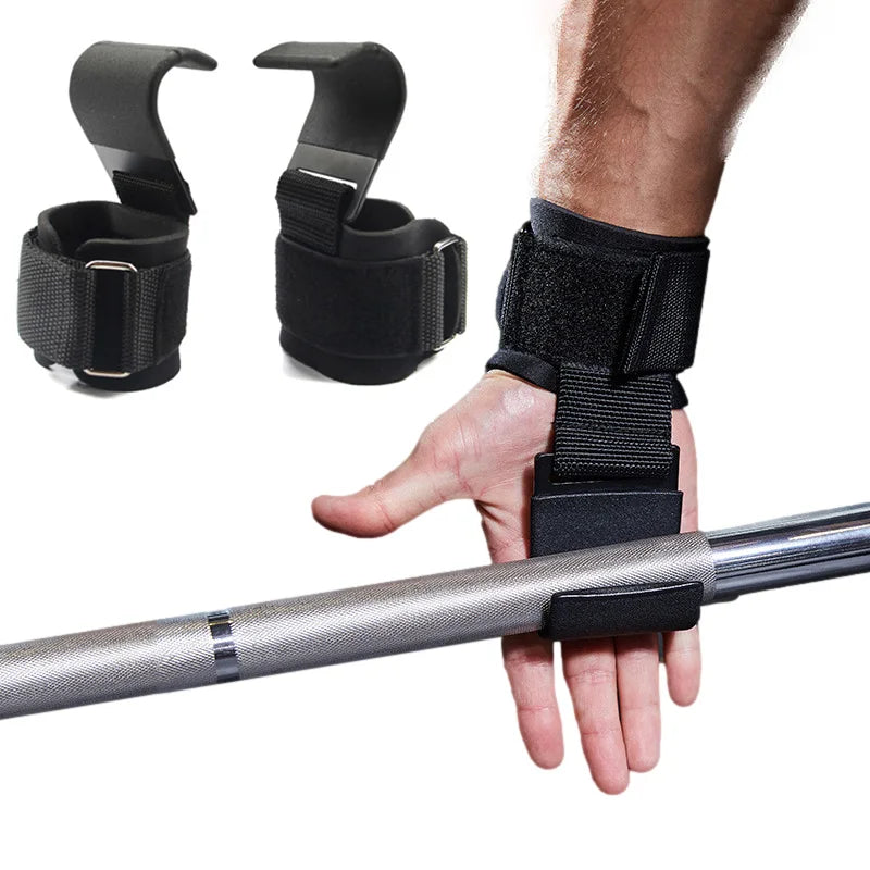 Heavy-Duty Weightlifting Hooks with Wrist Straps