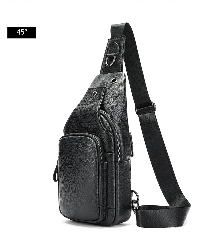 WESTAL Leather Chest Bag Men's Premium Layer Cowhide Chest Cross Bag Trend Shoulder Chest Bag