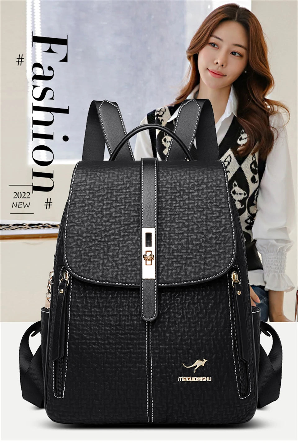 Fashion Backpacks Female High Quality Leather Bagpack for Women Rucksacks Large Capacity School Bag Ladies Travel Bags Mochilas