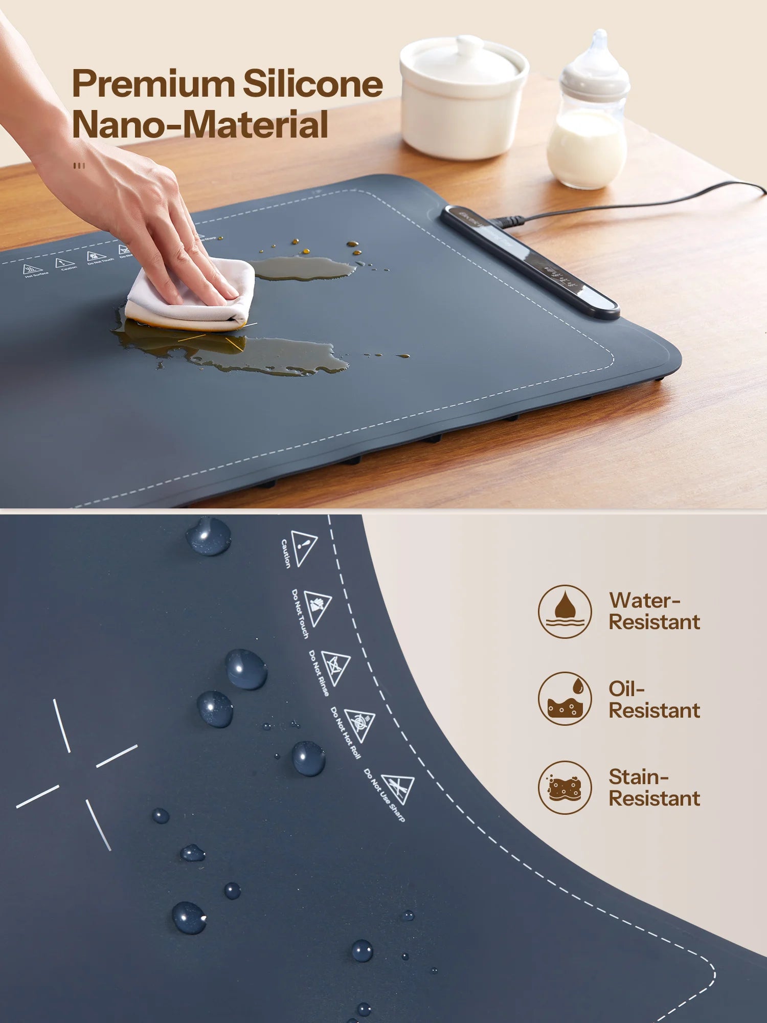 Electric Warming Tray - Portable Food Warming Mat with Temperature Control