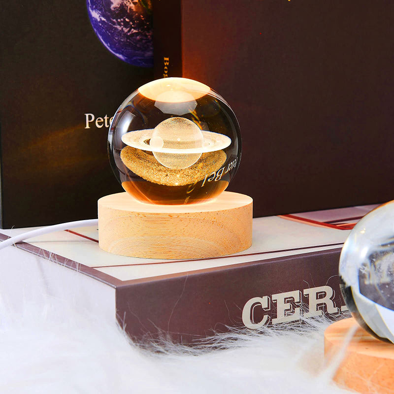 USB LED 3D Planet Galaxy Crystal Ball Lamp – Decorative Night Light