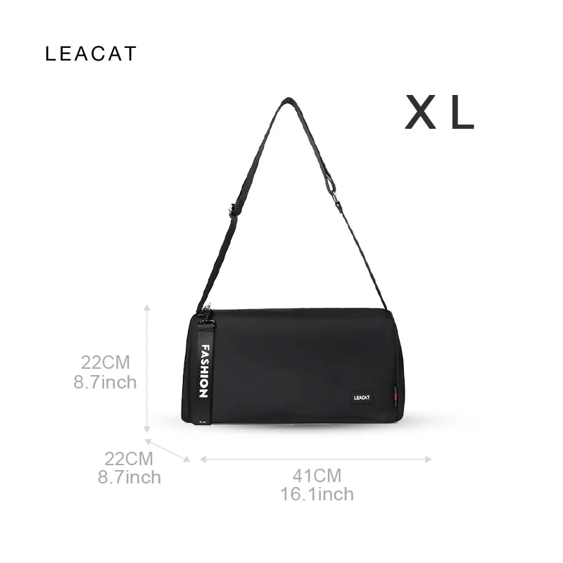 Leacat Men Gym bag Nylon waterproof Sports bag Training Tote bag large capacity Sling bag