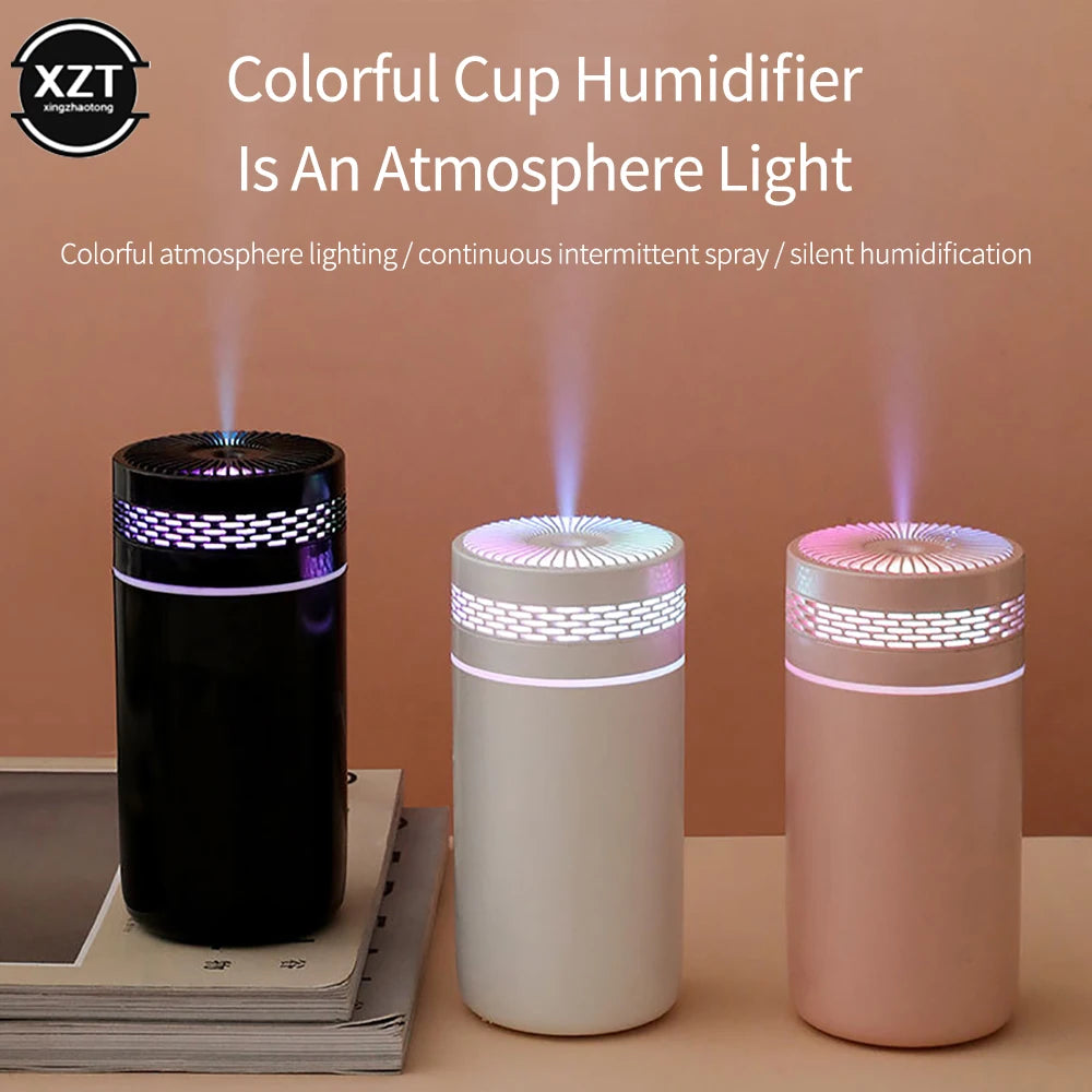 Colorful Mini Air Humidifier with LED Light - 320ML