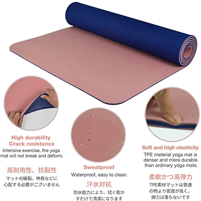 Thick Two-Color Non-Slip TPE Yoga Mat – High-Quality Fitness Mat for Home Use